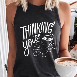 Women's Black Graphic Tank Top